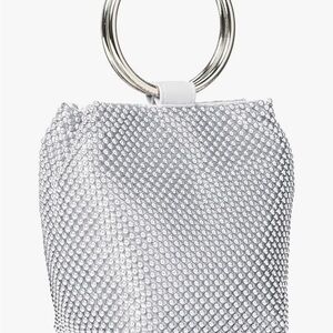 Silver Rhinestone Ring Handle Bag